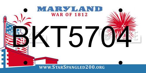 BKT5704 Maryland License Plate