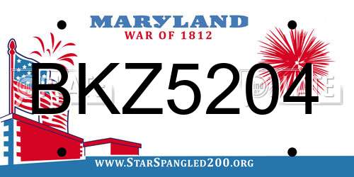 BKZ5204 Maryland License Plate