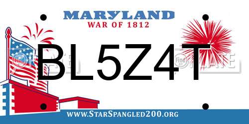 BL5Z4T Maryland License Plate