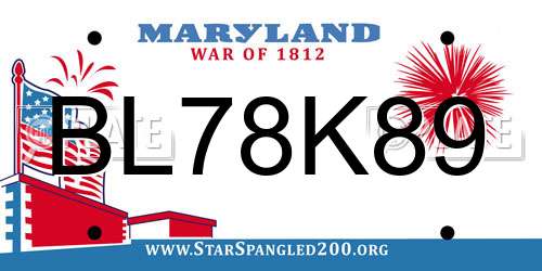 BL78K89 Maryland License Plate