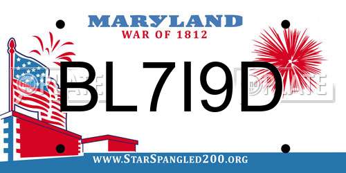 BL7I9D Maryland License Plate