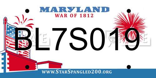 BL7S019 Maryland License Plate