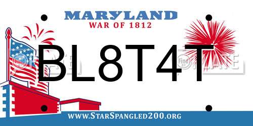 BL8T4T Maryland License Plate