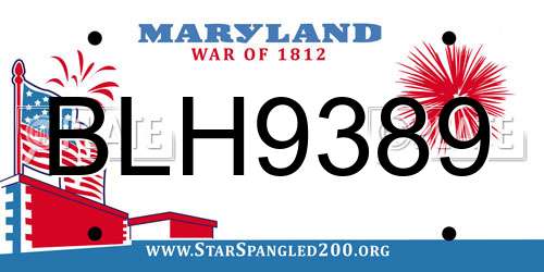 BLH9389 Maryland License Plate