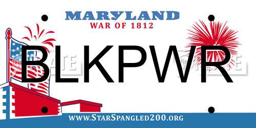 BLKPWR Maryland License Plate