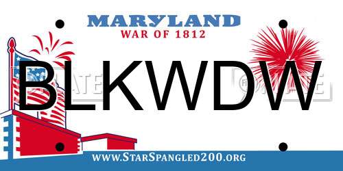 BLKWDW Maryland License Plate