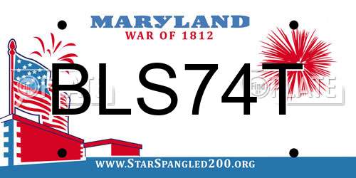 BLS74T Maryland License Plate