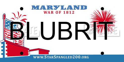 BLUBRIT Maryland License Plate