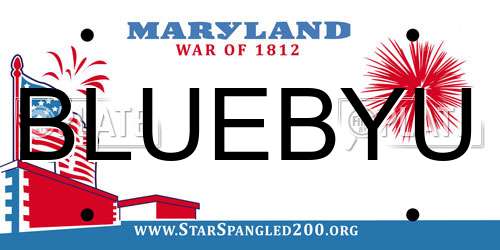 BLUEBYU Maryland License Plate