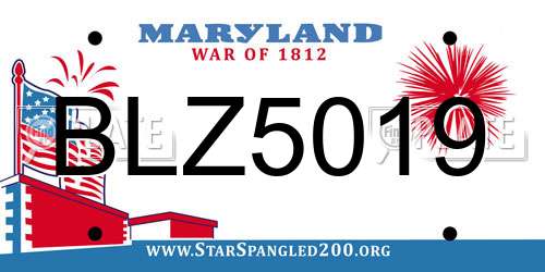 BLZ5019 Maryland License Plate