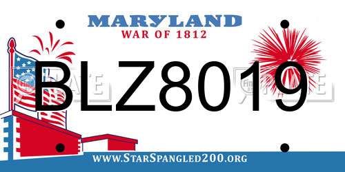 BLZ8019 Maryland License Plate