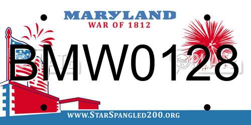 BMW0128 Maryland License Plate