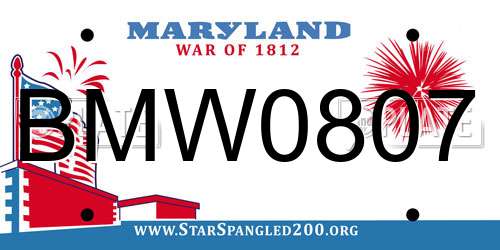 BMW0807 Maryland License Plate