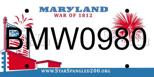 BMW0980 Maryland License Plate
