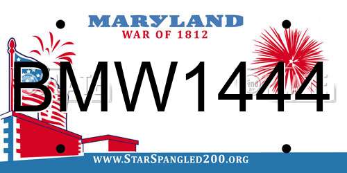 BMW1444 Maryland License Plate
