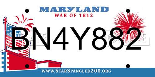 BN4Y882 Maryland License Plate