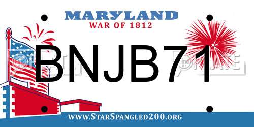 BNJB71 Maryland License Plate
