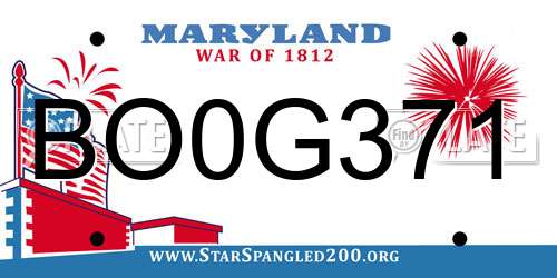 BO0G371 Maryland License Plate