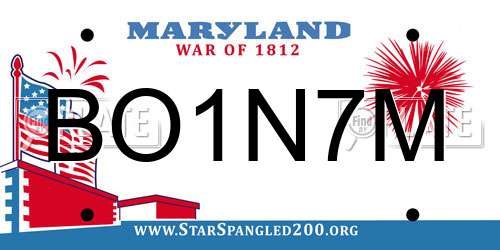 BO1N7M Maryland License Plate