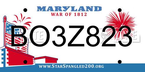 BO3Z823 Maryland License Plate
