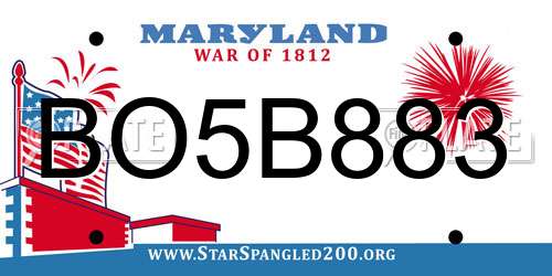 BO5B883 Maryland License Plate