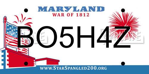 BO5H4Z Maryland License Plate
