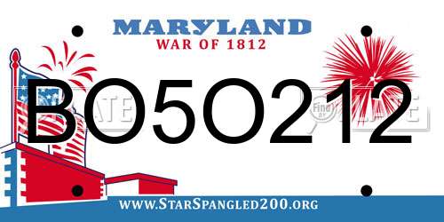 BO5O212 Maryland License Plate
