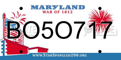 BO5O717 Maryland License Plate