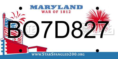 BO7D827 Maryland License Plate
