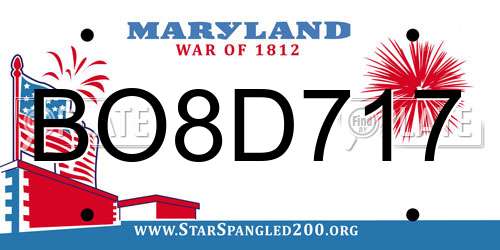 BO8D717 Maryland License Plate