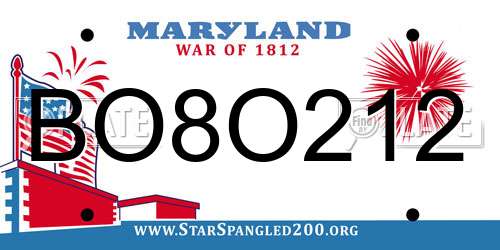 BO8O212 Maryland License Plate
