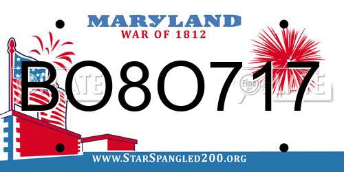 BO8O717 Maryland License Plate