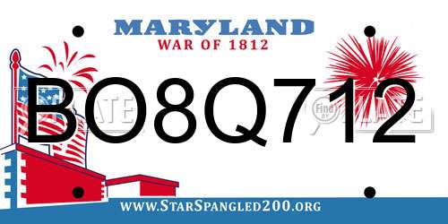 BO8Q712 Maryland License Plate