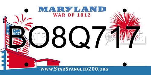 BO8Q717 Maryland License Plate
