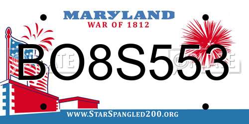 BO8S553 Maryland License Plate