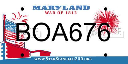 BOA676 Maryland License Plate