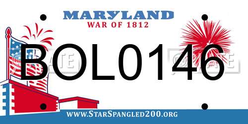 BOL0146 Maryland License Plate
