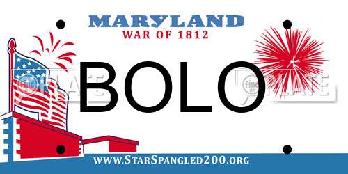 BOLO Maryland License Plate