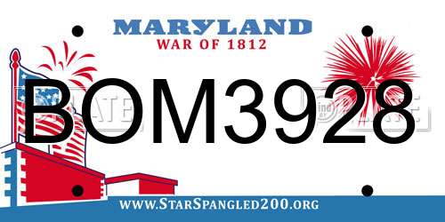 BOM3928 Maryland License Plate