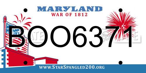 BOO6371 Maryland License Plate