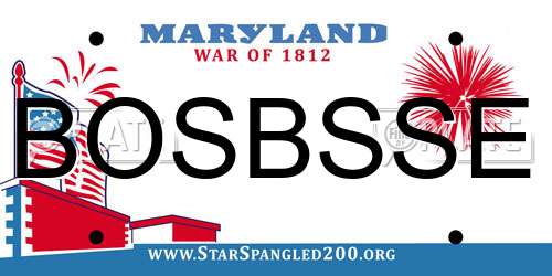 BOSBSSE Maryland License Plate