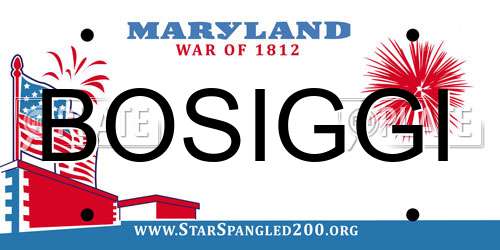 BOSIGGI Maryland License Plate