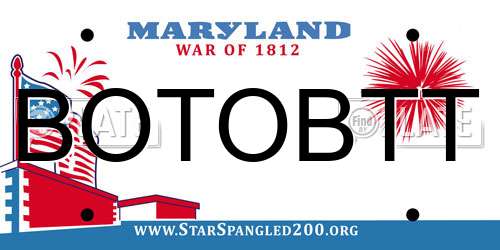 BOTOBTT Maryland License Plate