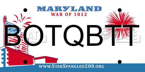BOTQBTT Maryland License Plate