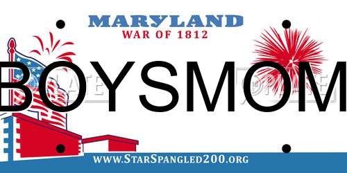 BOYSMOM Maryland License Plate