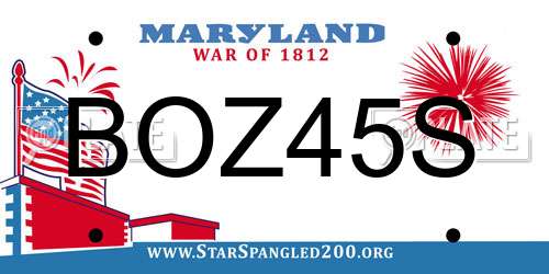 BOZ45S Maryland License Plate