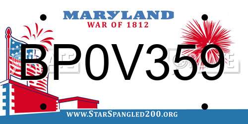 BP0V359 Maryland License Plate