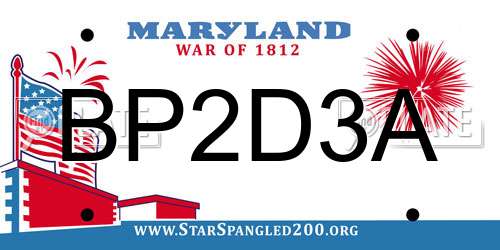 BP2D3A Maryland License Plate