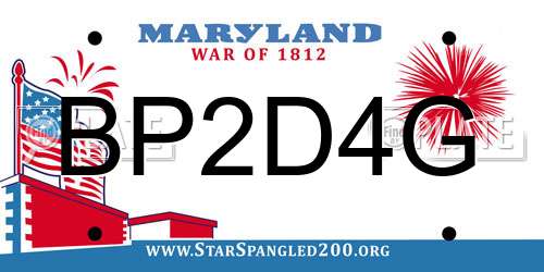BP2D4G Maryland License Plate