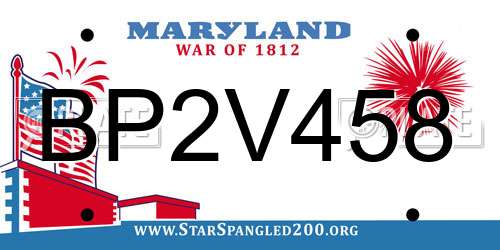 BP2V458 Maryland License Plate